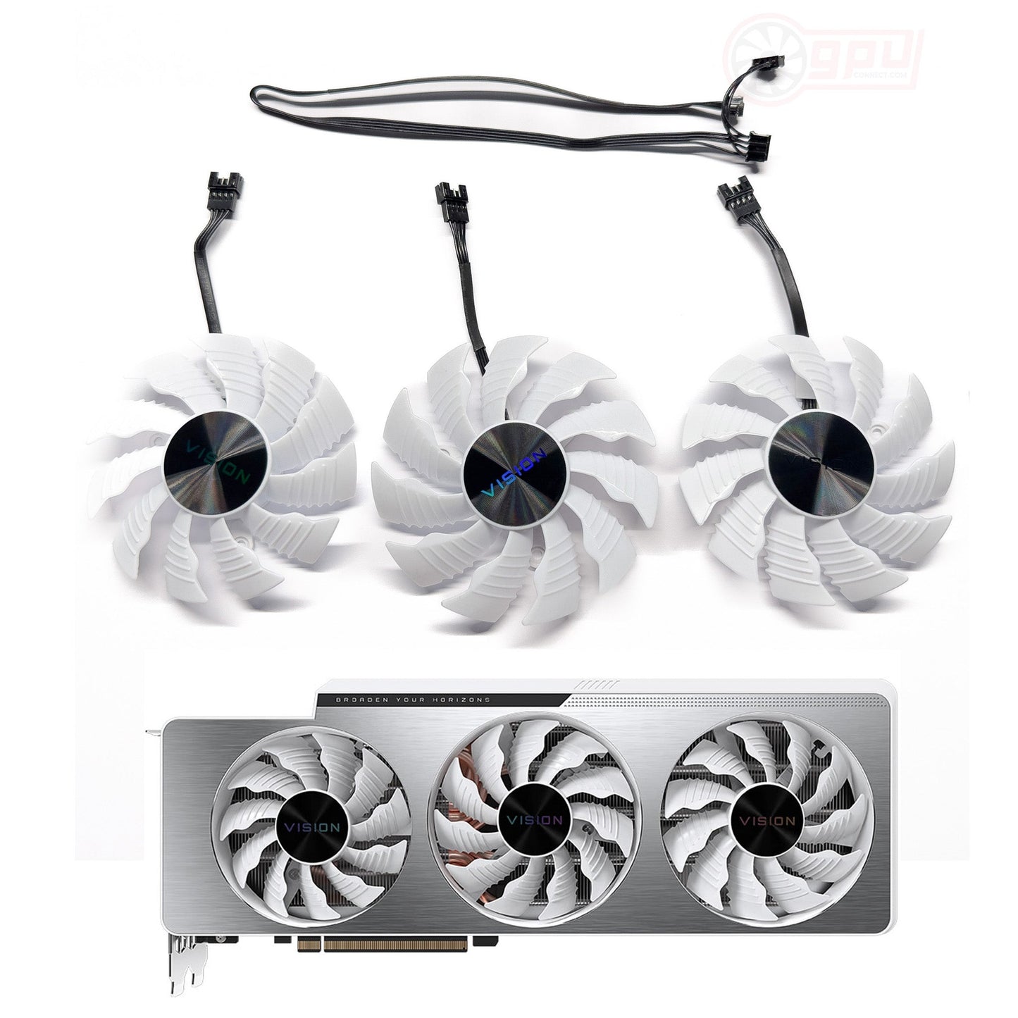 GIGABYTE GeForce RTX 3070Ti / 3080 / 3080Ti / 3090 Vision WHITE GPU Fan Set (Genuine) - GPUCONNECT.COM