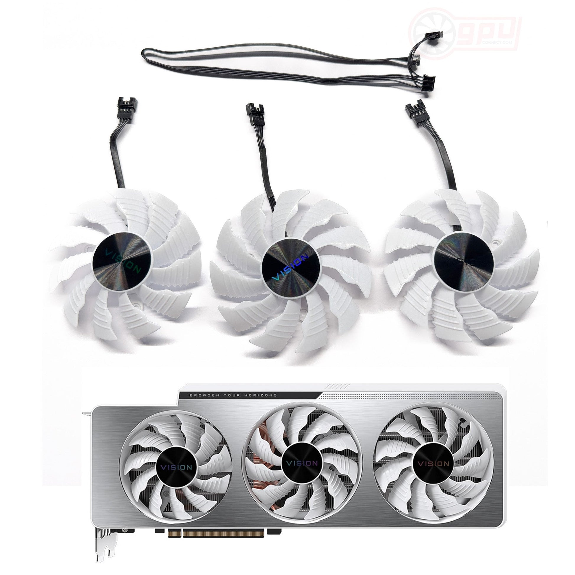 GIGABYTE GeForce RTX 3070Ti / 3080 / 3080Ti / 3090 Vision WHITE GPU Fan Set (Genuine) - GPUCONNECT.COM