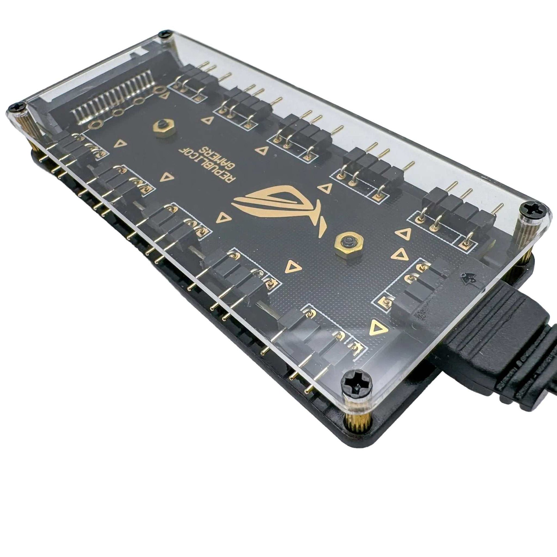 RGB Hub 10-Port 5V 3-Pin Splitter SATA Power Adapter - GPUCONNECT.COM