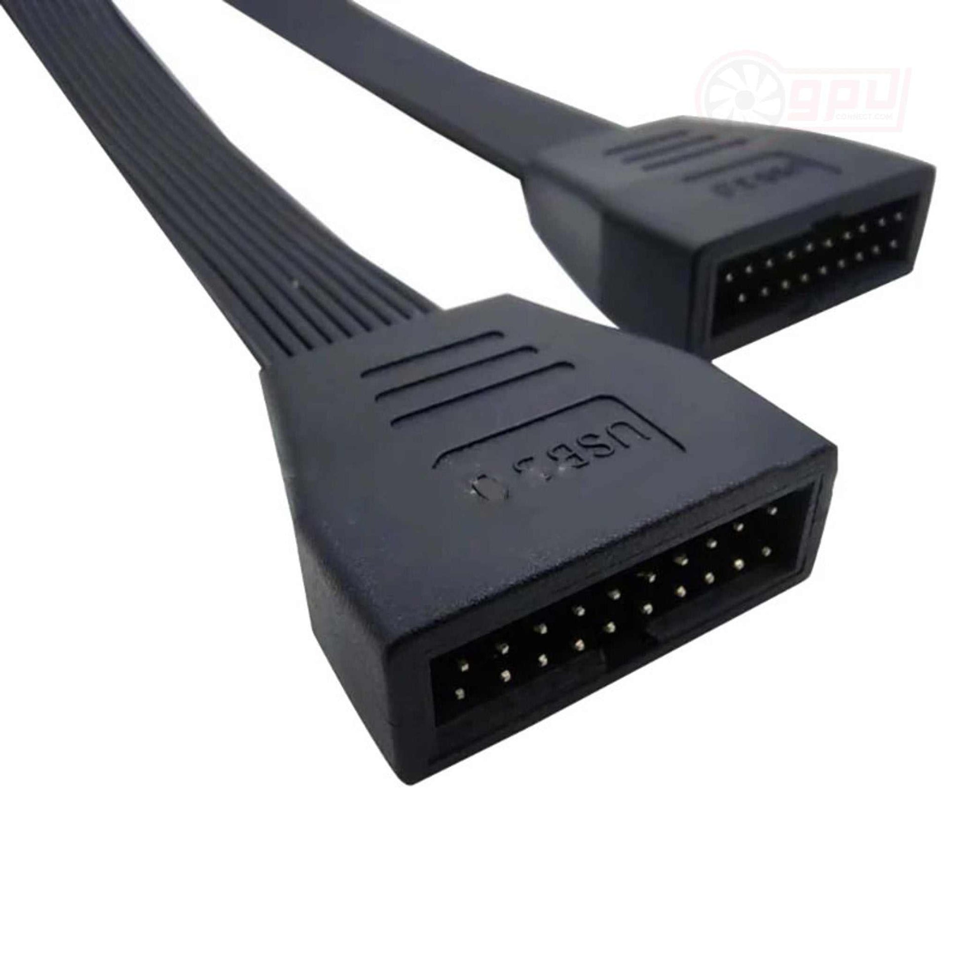 USB Extension Internal Cable 19 - Pin Flexible Case Adapter Angled - 12cm - GPUCONNECT.COM