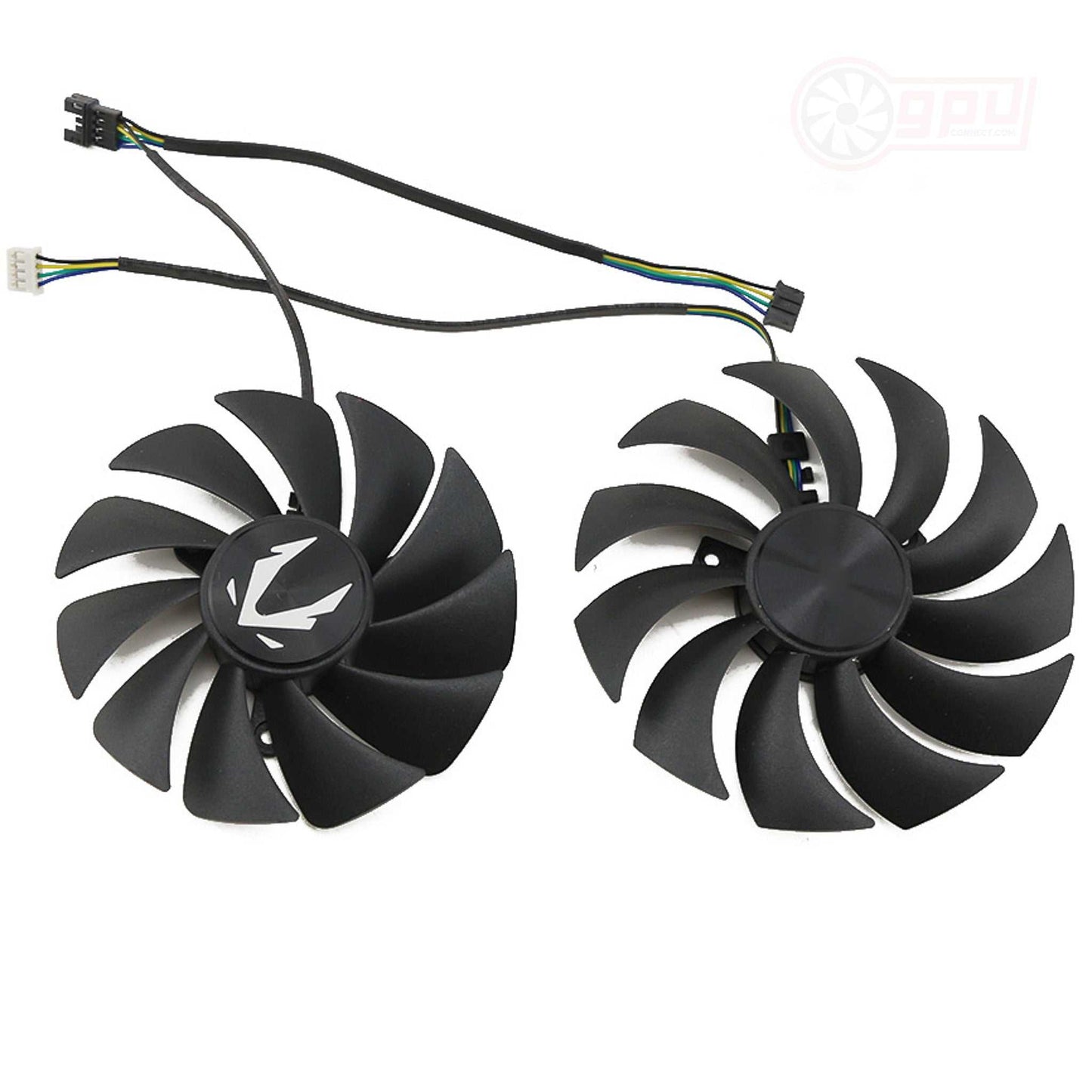 Zotac RTX 3070 Ti Twin Edge replacement GPU cooling fans set, black, high-efficiency, quiet operation, durable quality, with connectors.