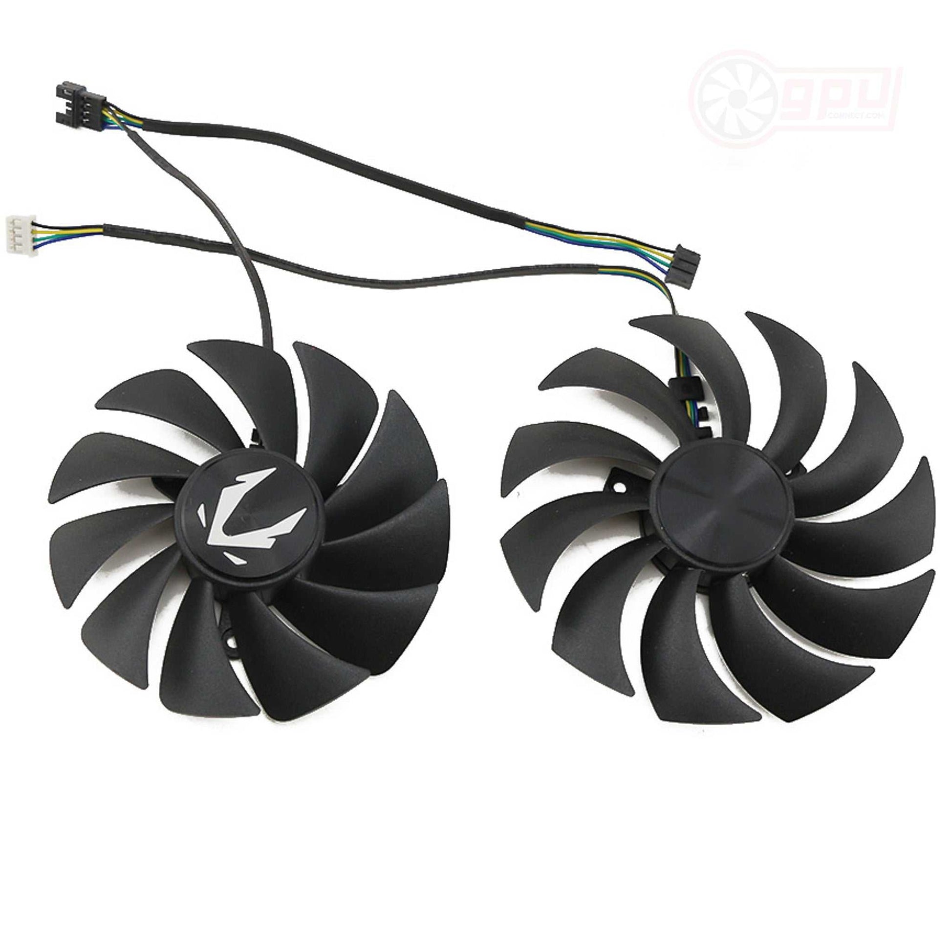 Zotac RTX 3070 Ti Twin Edge replacement GPU cooling fans set, black, high-efficiency, quiet operation, durable quality, with connectors.