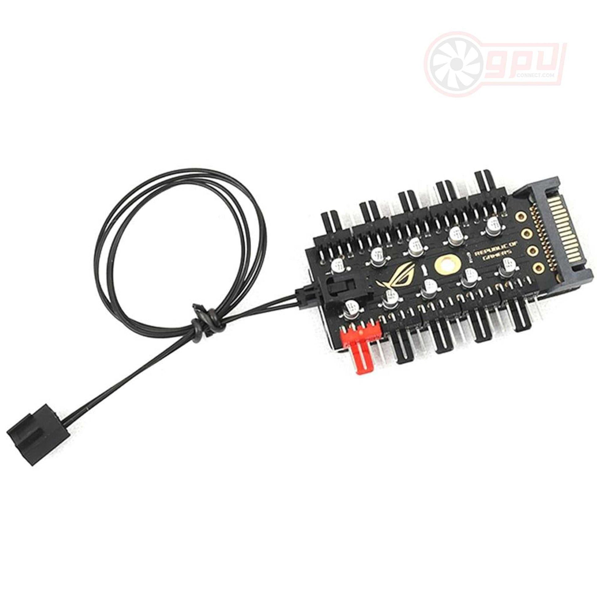 10 Way Fan HUB SATA Powered Fan Splitter 4 Pin PWM Cooler Fan Speed Controller - GPUCONNECT.COM