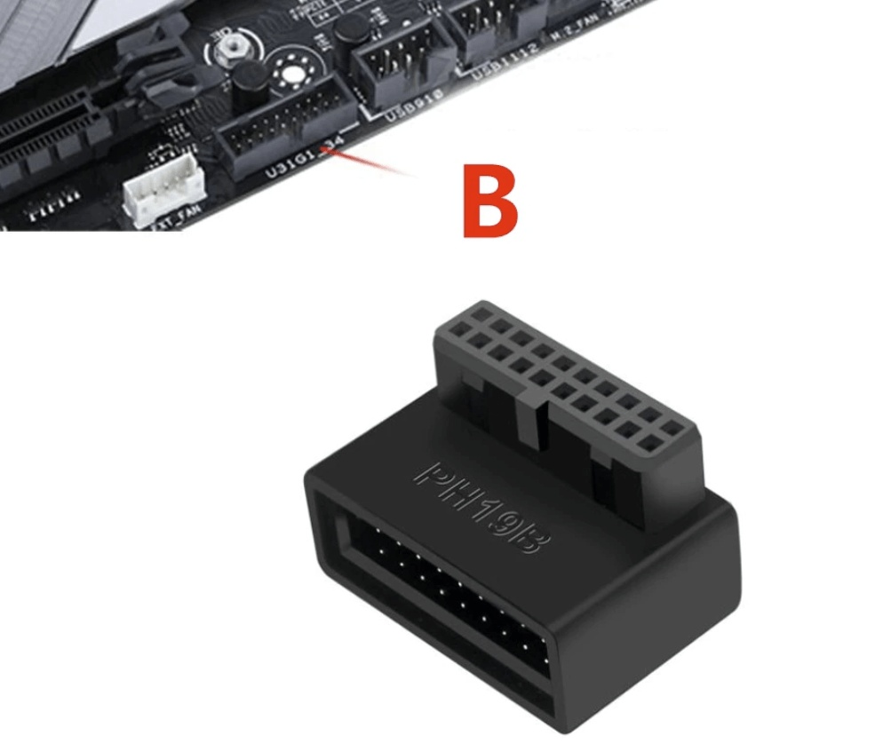 Angled USB 3.0 Internal Motherboard 19 Pin Adapter Motherboard Connector - GPUCONNECT.COM