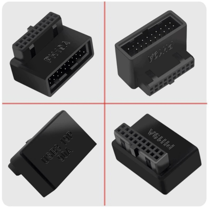 Angled USB 3.0 Internal Motherboard 19 Pin Adapter Motherboard Connector - GPUCONNECT.COM