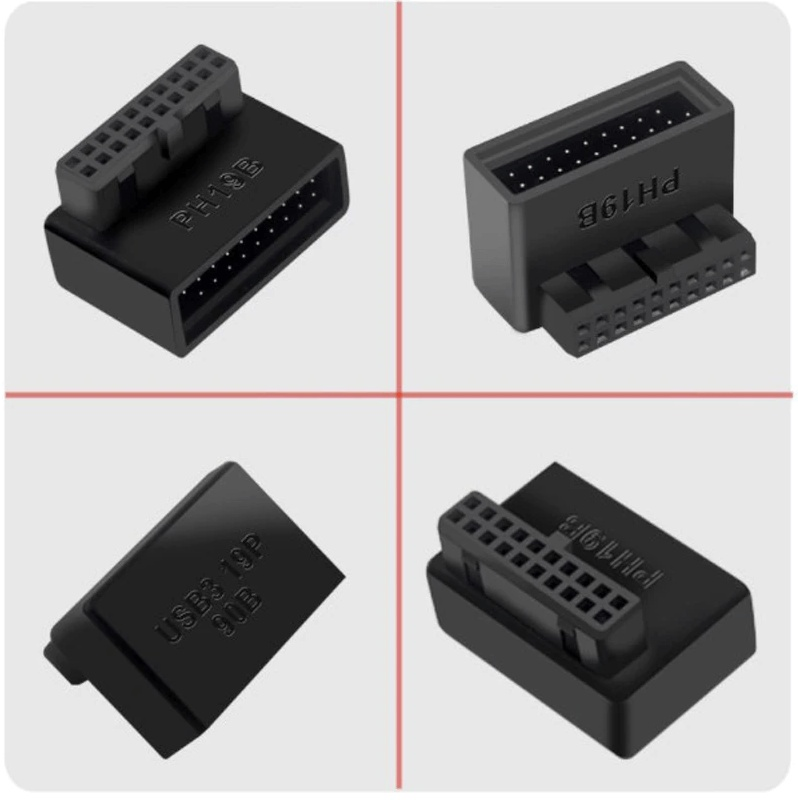 Angled USB 3.0 Internal Motherboard 19 Pin Adapter Motherboard Connector - GPUCONNECT.COM
