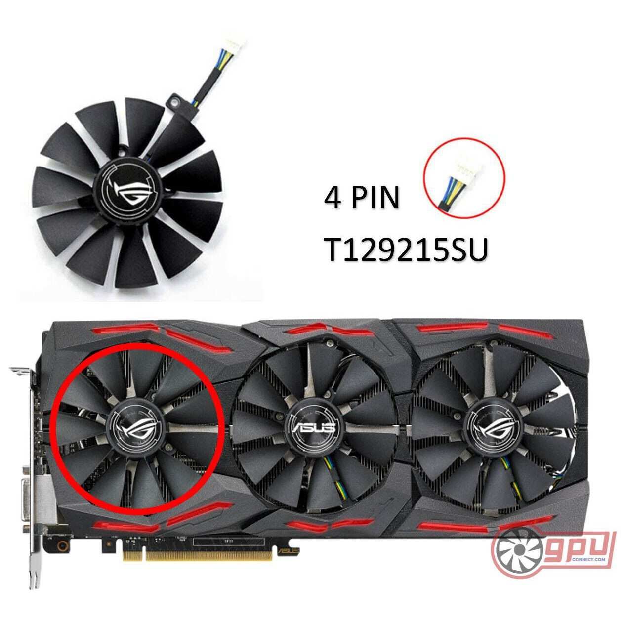 ASUS STRIX GTX 980 1060 1070 1080 Ti / RX 580 - Replacement Cooler Fan Set - GPUCONNECT.COM