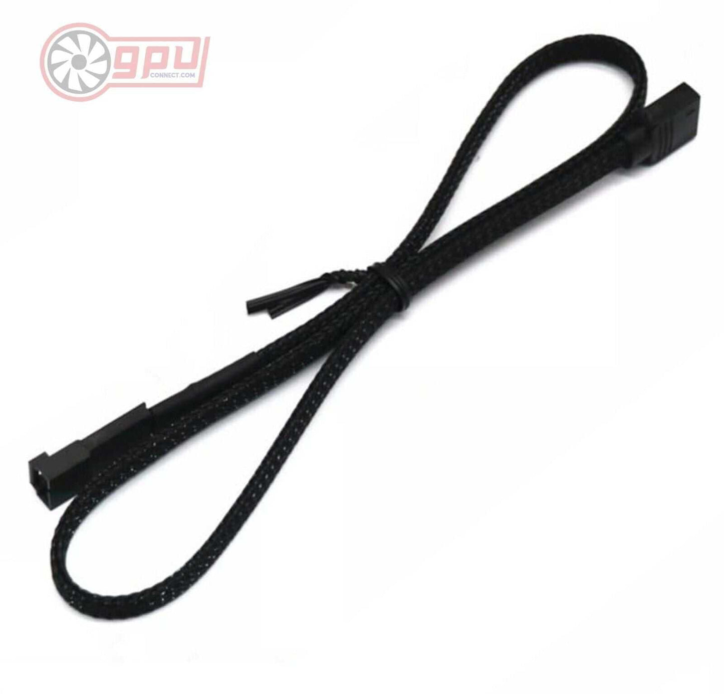Corsair RGB Fan Extension 3 Pin 4 Pin Adapter LED Cable - 50cm Black Braided - GPUCONNECT.COM