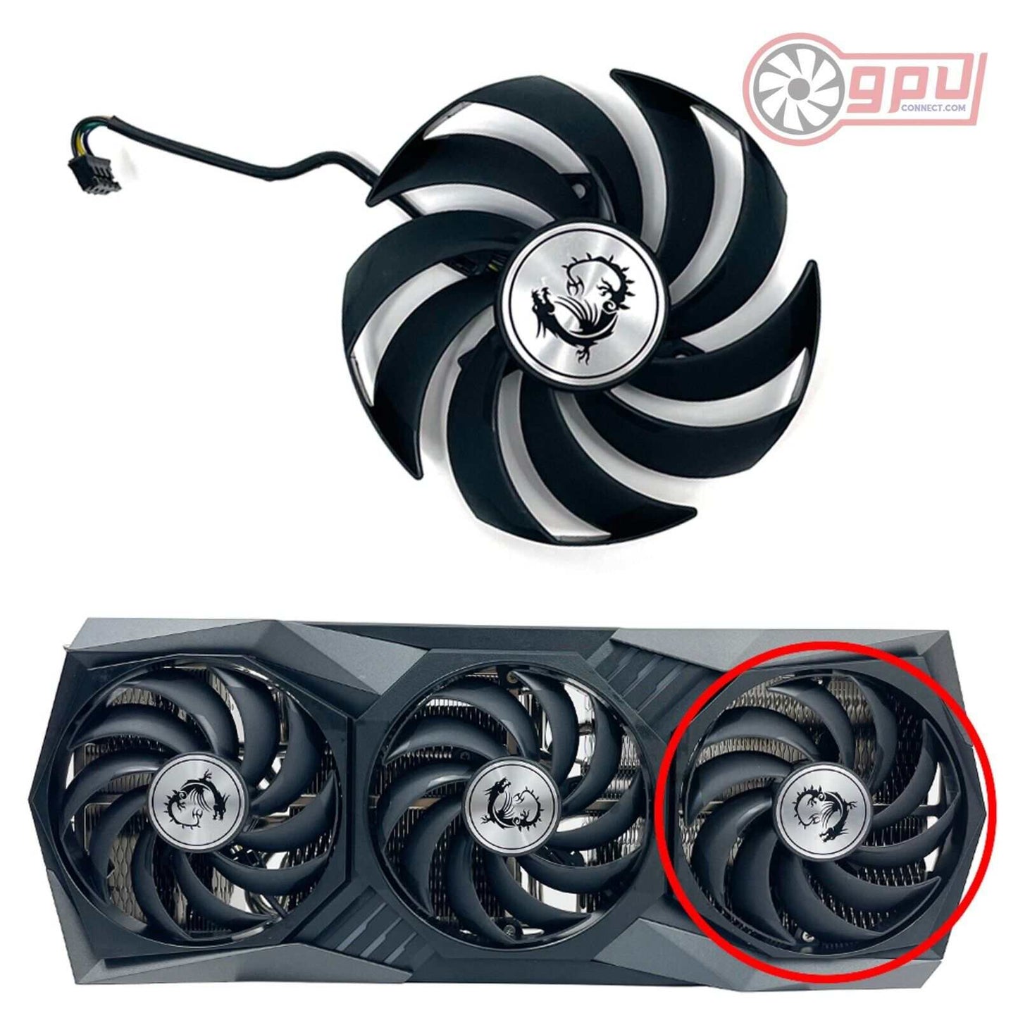 MSI RTX 3060 3070 3080 3090 Ti GAMING X TRIO - Replacement GPU Cooler Fan Set - GPUCONNECT.COM