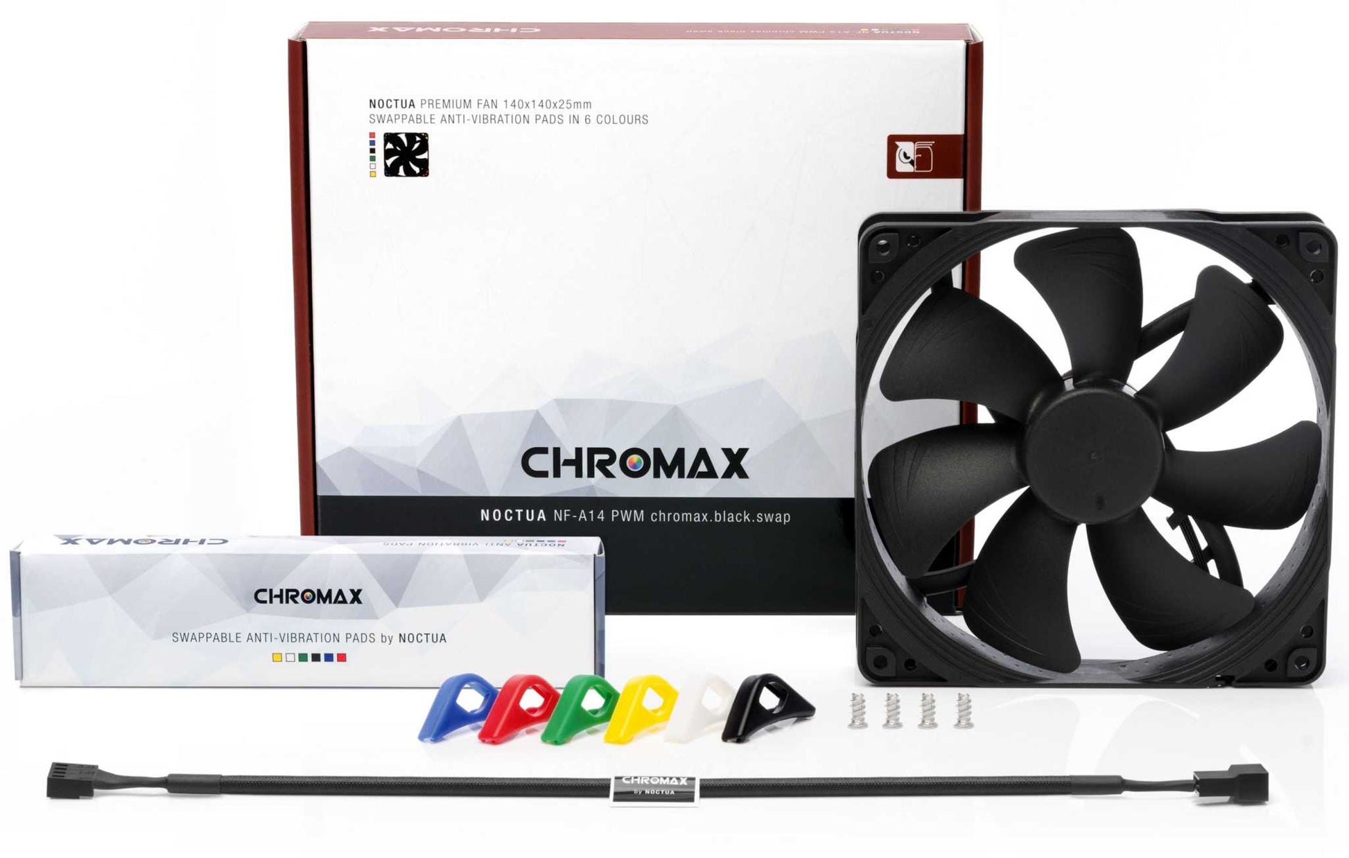 Noctua NF-A14 PWM chromax.black.swap 12V 1500RPM 140mm Fan - GPUCONNECT.COM
