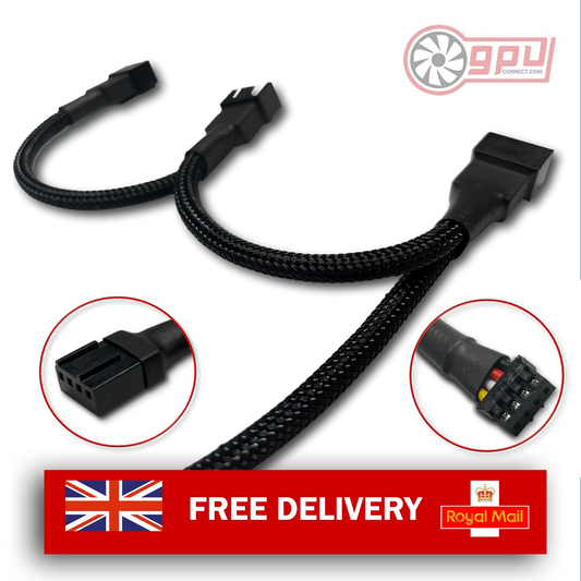 PREMIUM Sleeved 4 Pin PWM Daisy Chain Fan Splitter Cable - Radiator CPU GPU - GPUCONNECT.COM