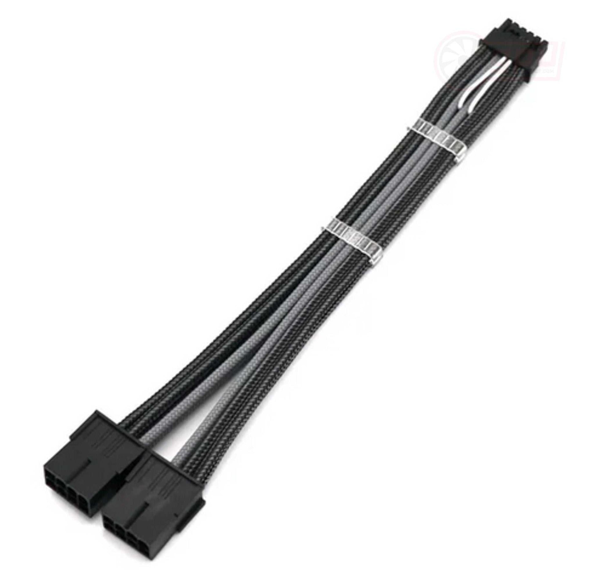16Pin to 2x8Pin 12VHPWR PCIE 5.0 Power Adapter Cable Braided for RTX - GPUCONNECT.COM