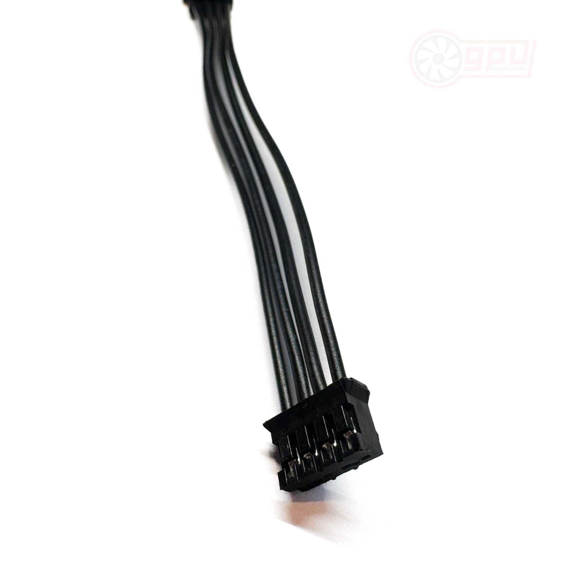 All black mini 4-Pin PH2.0 GPU fan extension cable, 10 cm length.