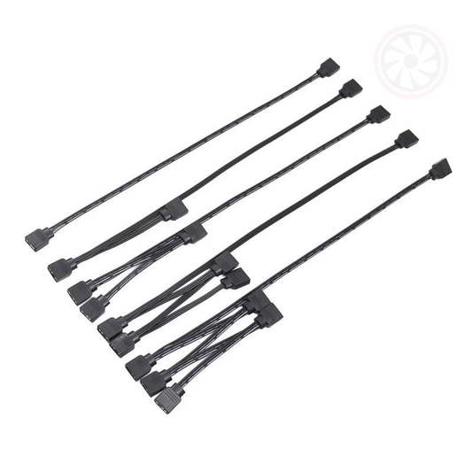 ARGB Sync Splitter Cable - 5V 3Pin ARGB - 1 to 1/2/3/4/5 Fan LED Light Strip Extension Cable - GPUCONNECT.COM