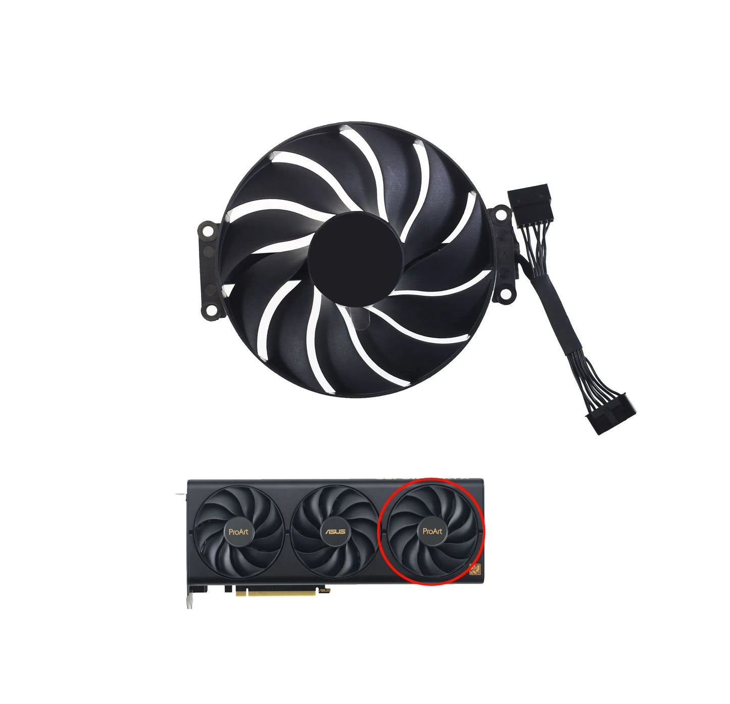 Asus RTX 4070 / 4060Ti / 4060 ProART GPU Fan Set (OEM) - 7-pin - GPUCONNECT.COM