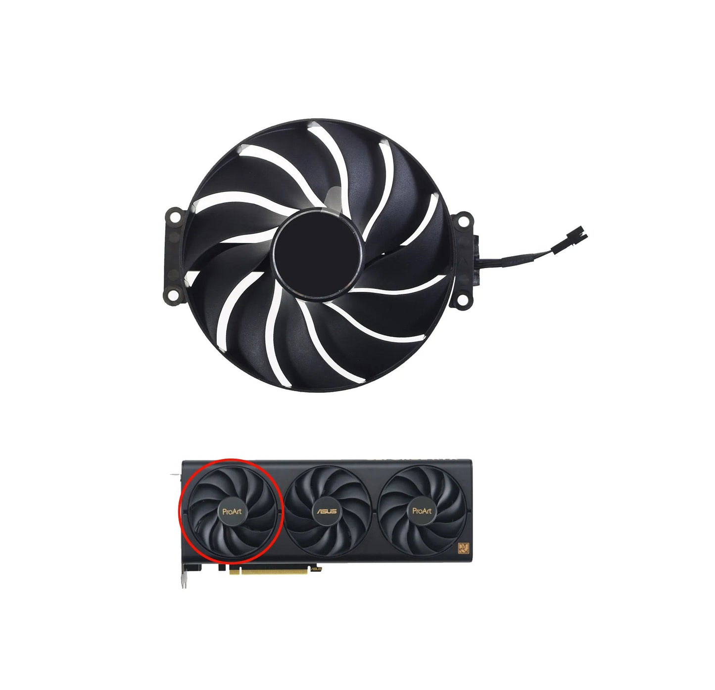 Asus RTX 4070 / 4060Ti / 4060 ProART GPU Fan Set (OEM) - 7-pin - GPUCONNECT.COM