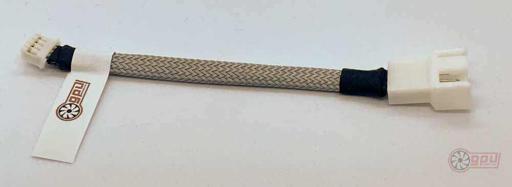 Universal Deshroud Adapter GPU Mini 4-Pin to dual PWM fan cable in grey with white connectors