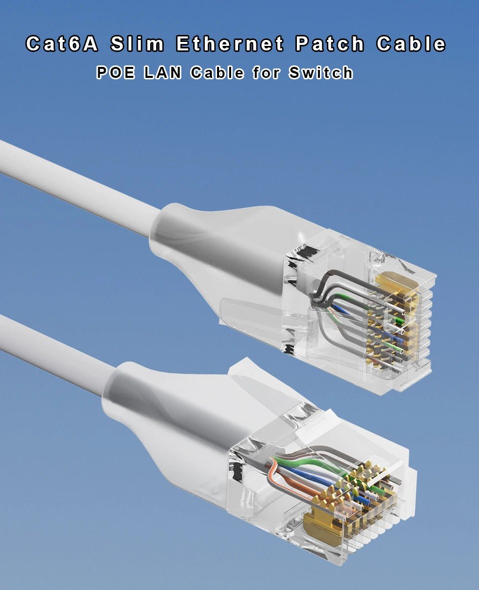 COMNEN CAT 6A Ethernet Lighting Transparent Flexible Patch Cable 10Gbps (24 Pack) - GPUCONNECT.COM