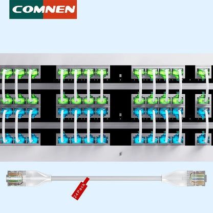 COMNEN CAT 6A Ethernet Lighting Transparent Flexible Patch Cable 10Gbps (24 Pack) - GPUCONNECT.COM