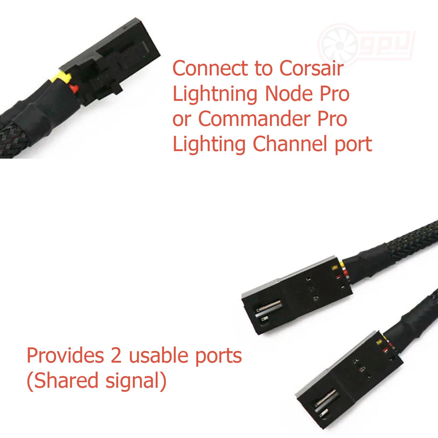 Corsair RGB 3/4-Pin Fan Hub Splitter Adapter Cable - GPUCONNECT.COM