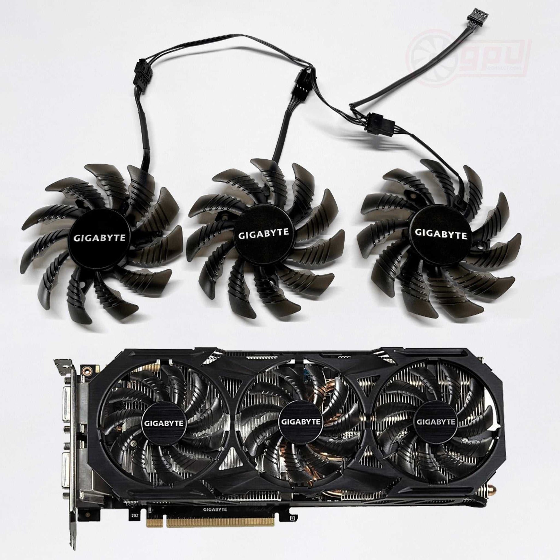 Gigabyte GTX 960 970 980Ti Black GPU Fan Replacement - Cooling Fan Set 75mm - GPUCONNECT.COM