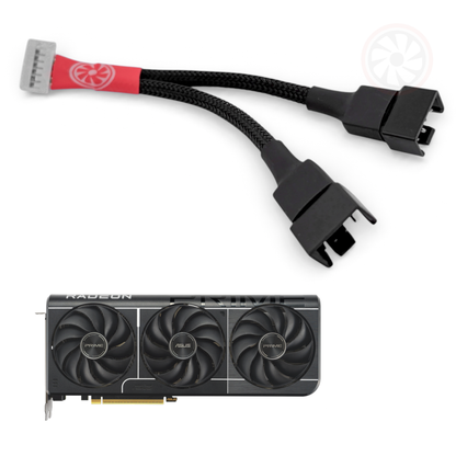 ASUS PRIME RX 9060 / 9070 XT OC - 7 Pin Deshroud Fan Adapter Cable (2x PWM Fan Outputs)