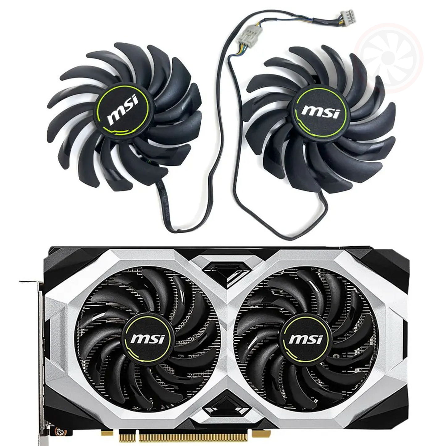 MSI GTX 1660 1660S 1660Ti 2060 VENTUS GP replacement graphics card cooling fan with joined fan header outputs.