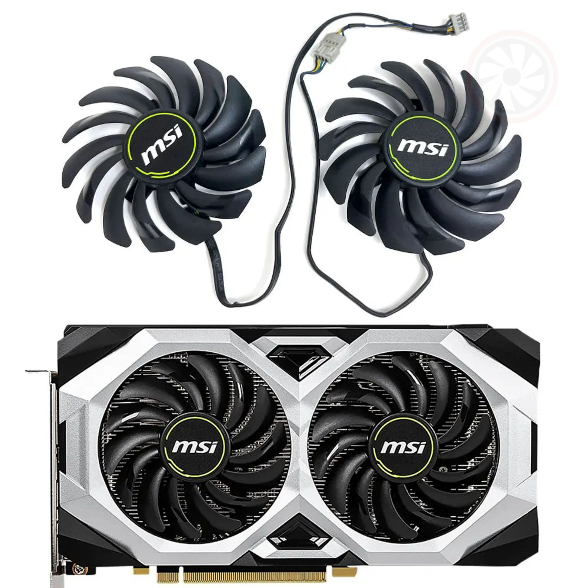MSI GTX 1660 1660S 1660Ti 2060 VENTUS GP replacement graphics card cooling fan with joined fan header outputs.