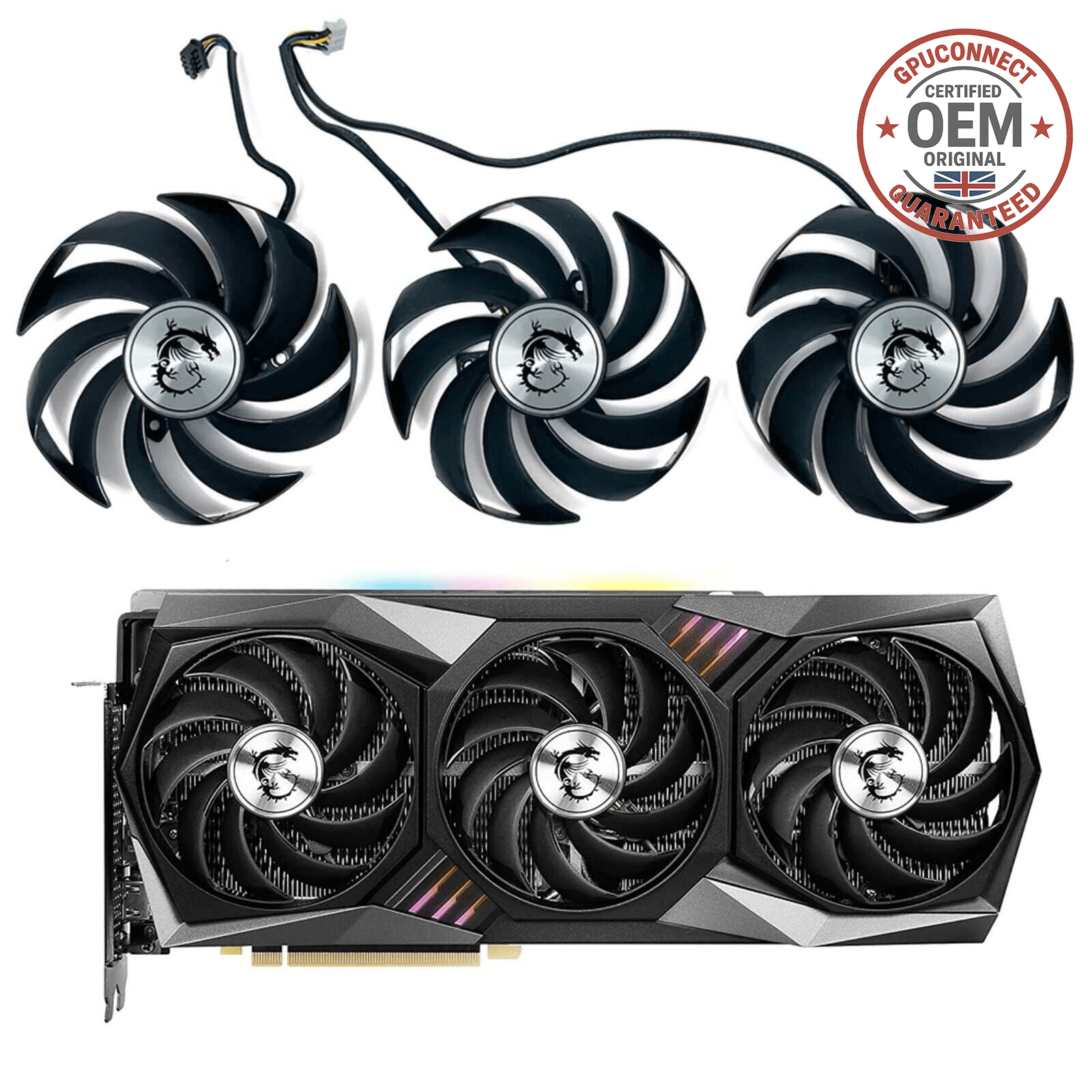 MSI RTX 3060 3070 3080 3090 RX 6800 6900 GAMING X TRIO Replacement GPU Fan (Genuine) - GPUCONNECT.COM