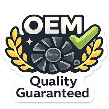 Logo with 'OEM Quality Guaranteed' text and a gear symbol, surrounded by laurel leaves on a white background.