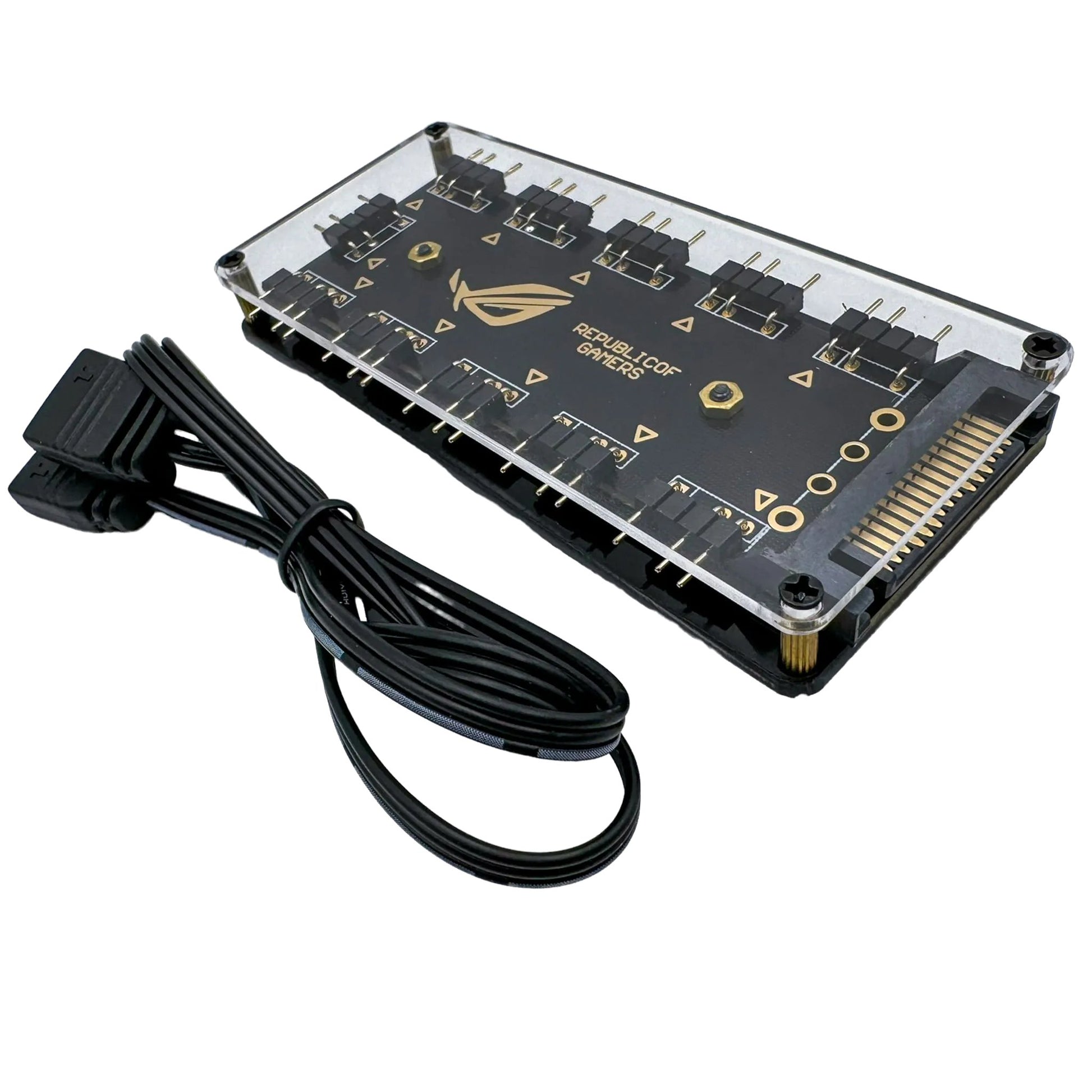 RGB Hub 10-Port 5V 3-Pin Splitter SATA Power Adapter - GPUCONNECT.COM