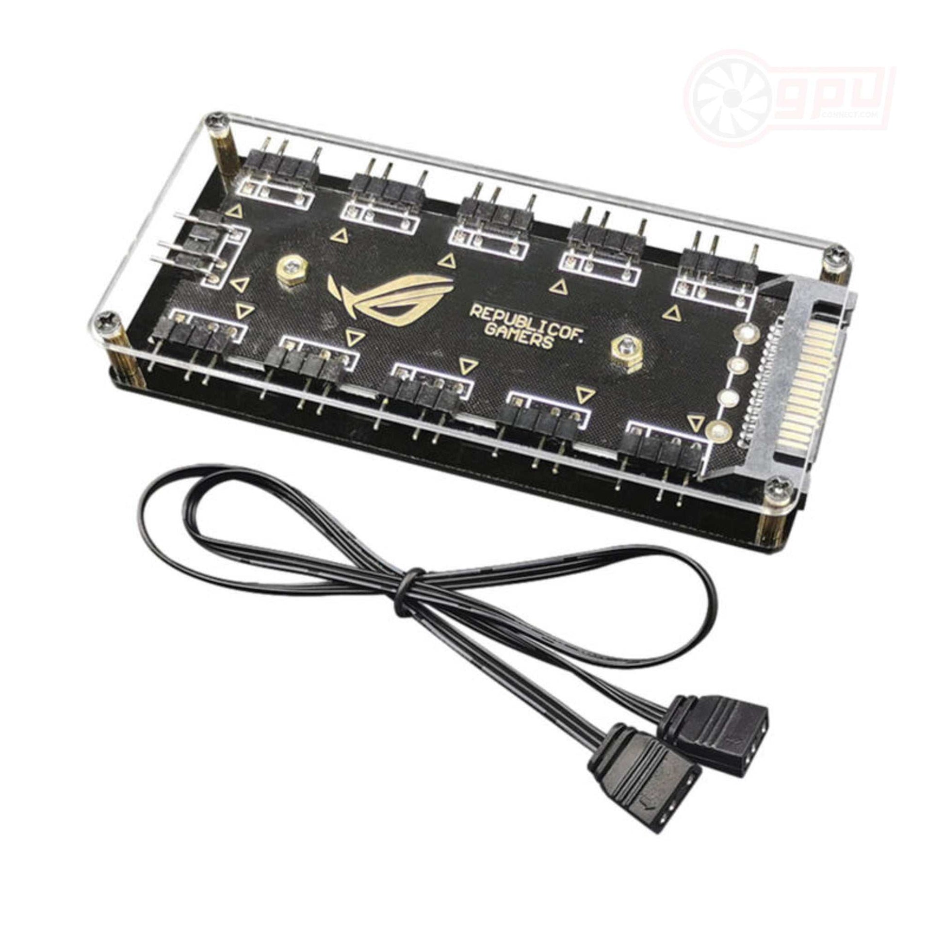 RGB Hub 10 - Port 5V 3 - Pin Splitter SATA Power Adapter - GPUCONNECT.COM