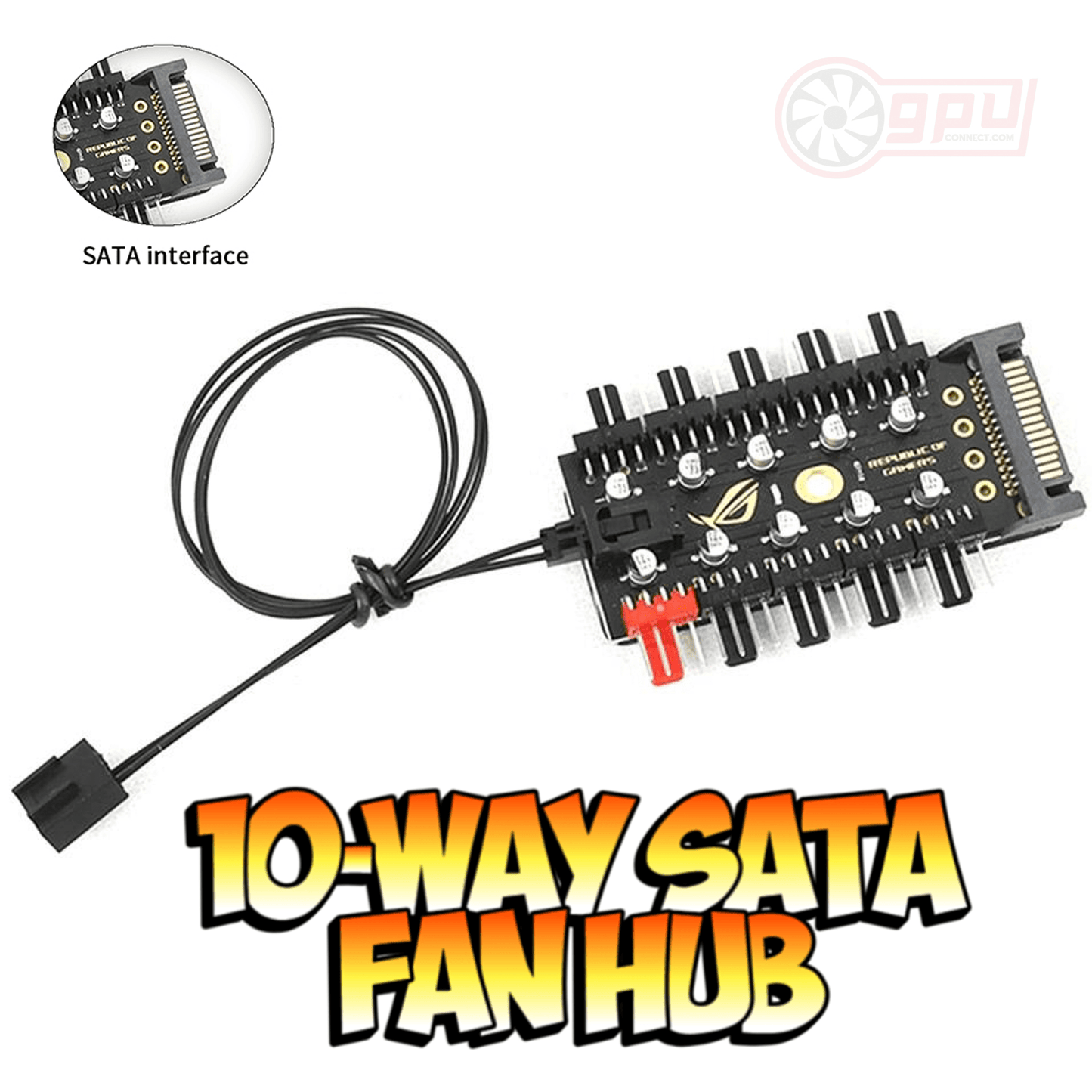 10 Way Fan HUB SATA Powered Fan Splitter 4 Pin PWM Cooler Fan Speed Controller - GPUCONNECT.COM