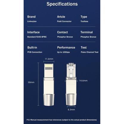 LinkWyLAN RJ45 Toolless Network CAT7 Plug Quick Easy Connector 10GbE