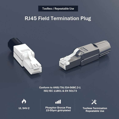 LinkWyLAN RJ45 Toolless Network CAT7 Plug Quick Easy Connector 10GbE