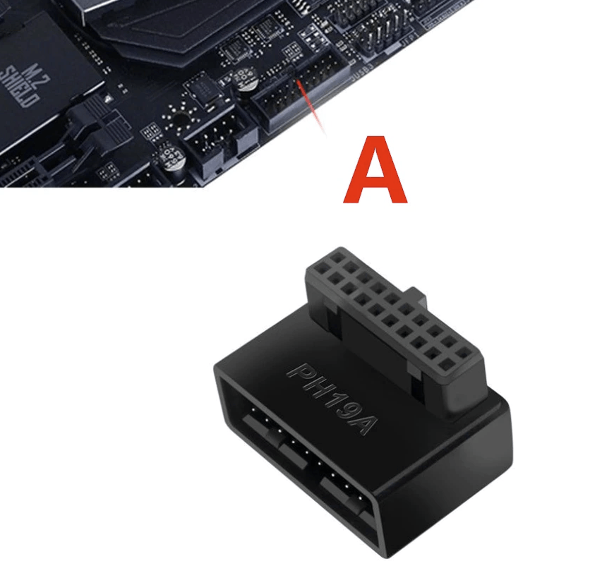 Angled USB 3.0 Internal Motherboard 19 Pin Adapter Motherboard Connector - GPUCONNECT.COM