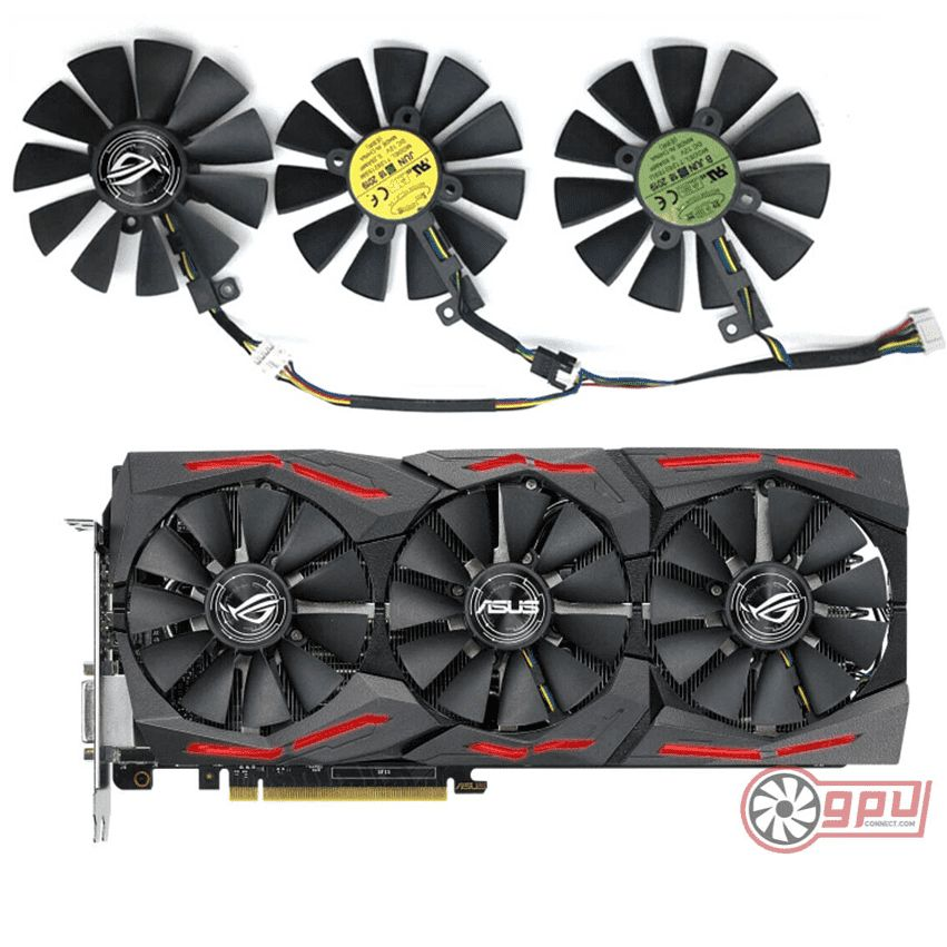 ASUS STRIX GTX 980 1060 1070 1080 Ti / RX 580 - Replacement Cooler Fan Set - GPUCONNECT.COM