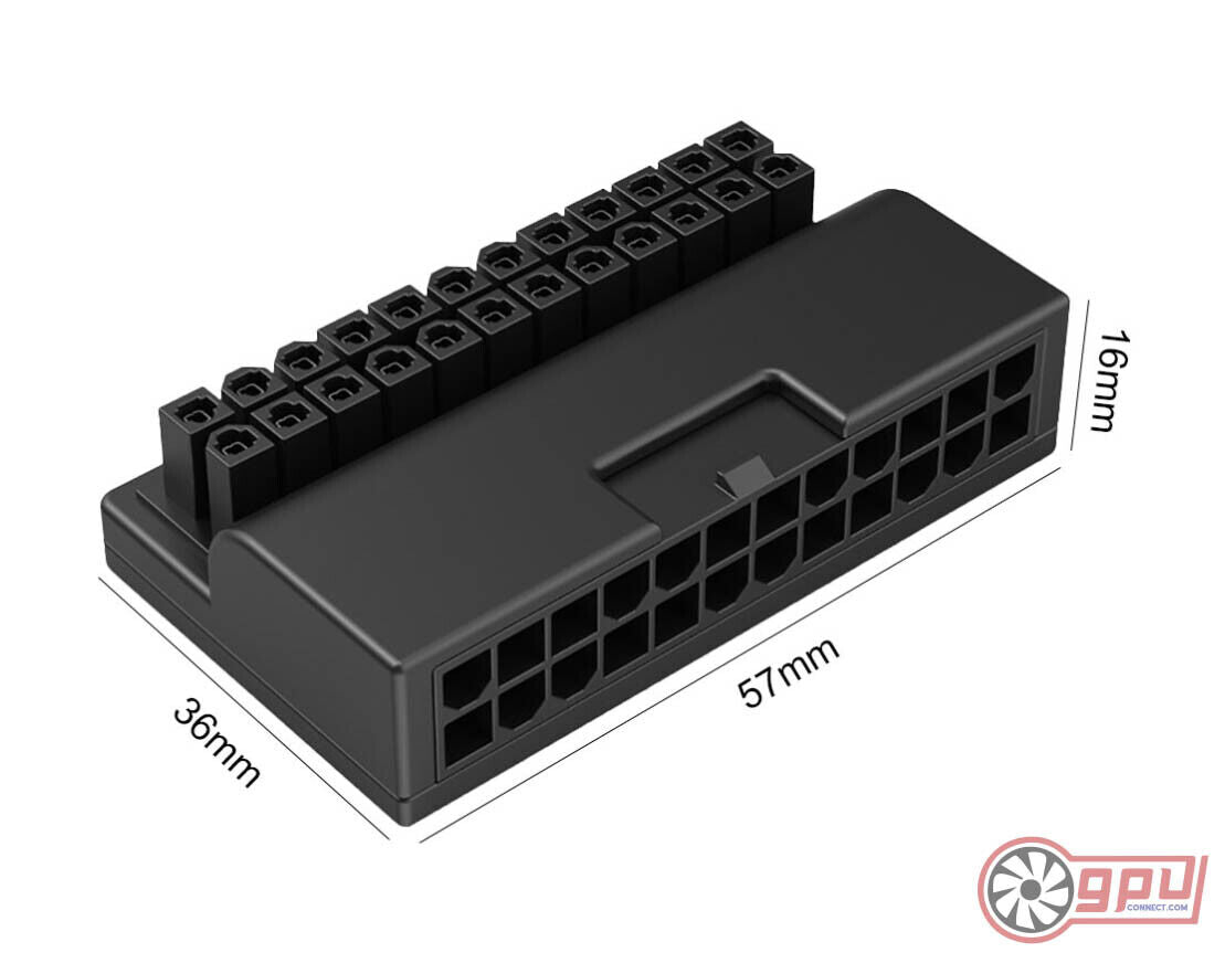 ATX 24Pin Female to 24 Pin Male 90 Degree Right Angle Power Connector Adapter V2 - GPUCONNECT.COM