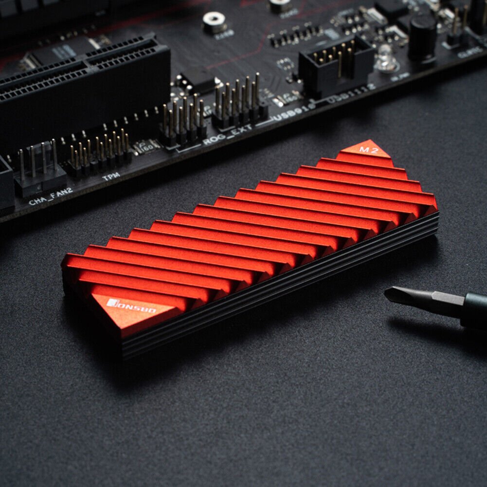Jonsbo PS5 M.2 NVME Heatsink with Cooling Pads Evo SSD Radiator (RED) - GPUCONNECT.COM