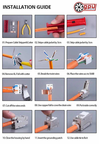 LinkWylan RJ45 Cat7 6A Shielded FTP Module Network Keystone 10GBE - GPUCONNECT.COM