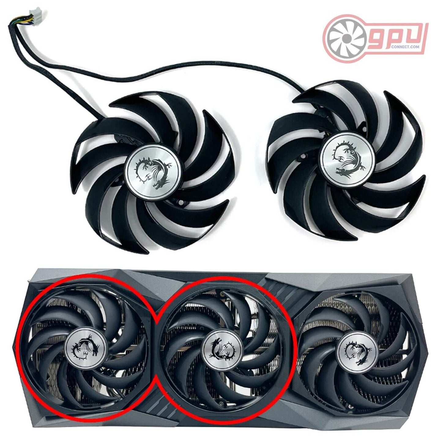 MSI RTX 3060 3070 3080 3090 Ti GAMING X TRIO - Replacement GPU Cooler Fan Set - GPUCONNECT.COM