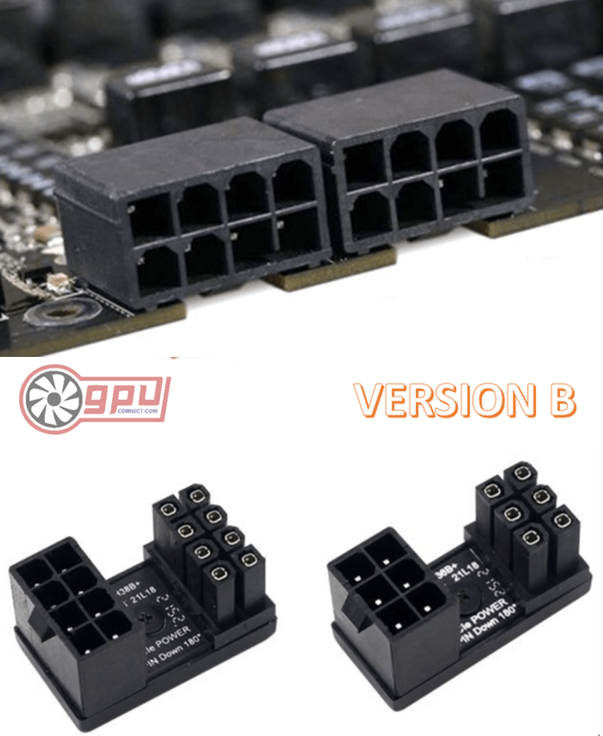 PCI-Express 6 and 8 Pin 180 Degree Angled Graphics Card Power Connector - GPUCONNECT.COM