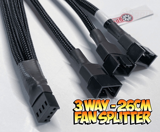 PREMIUM 3-Way PWM Fan Y-Splitter Cable 4-Pin Extension Lead CPU 26cm - GPUCONNECT.COM