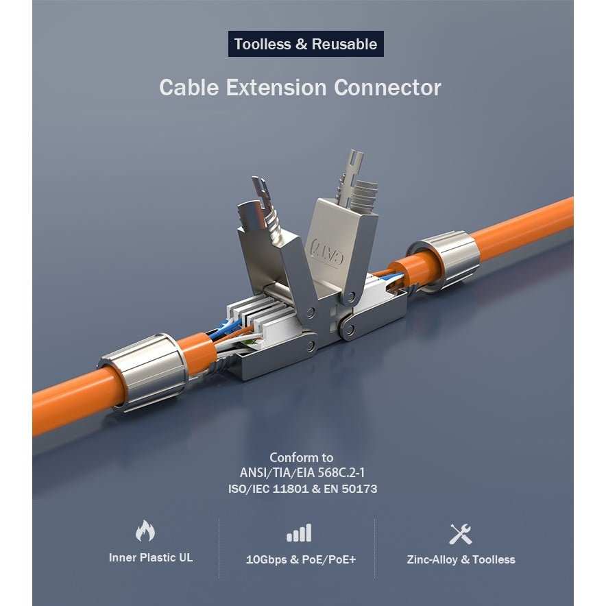 PREMIUM CAT 7 / 5E RJ45 Bridge Joint Passthrough Adapter up to 10Gbps - GPUCONNECT.COM