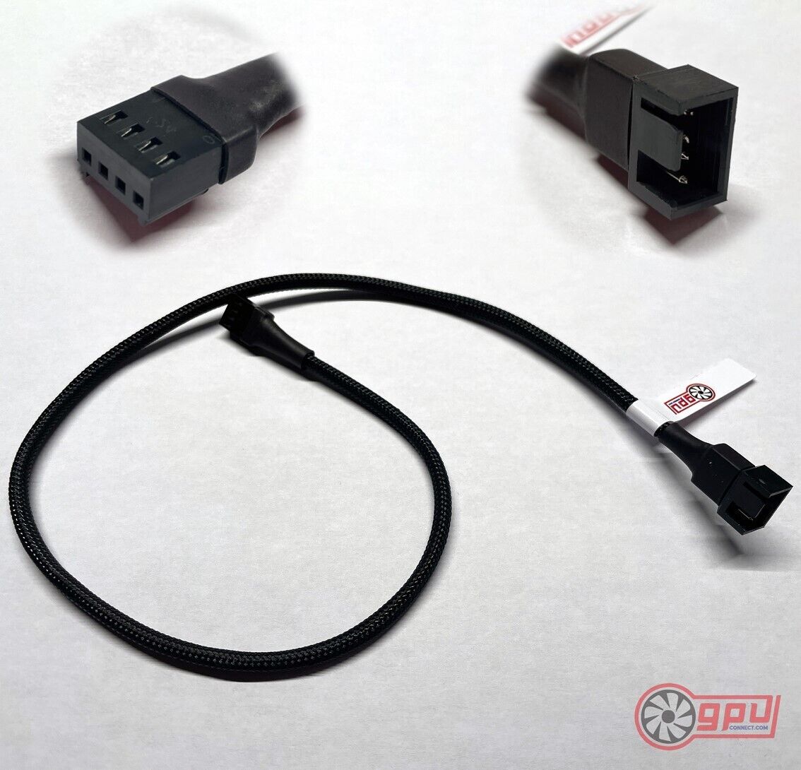 PREMIUM Long 4 Pin PWM Fan Extension Cable CPU GPU male to female (Braided) 50cm - GPUCONNECT.COM