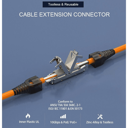 RJ45 Toolless Extension Bridge CAT 5e 6 6A 7 Network Couple Link 10G - GPUCONNECT.COM