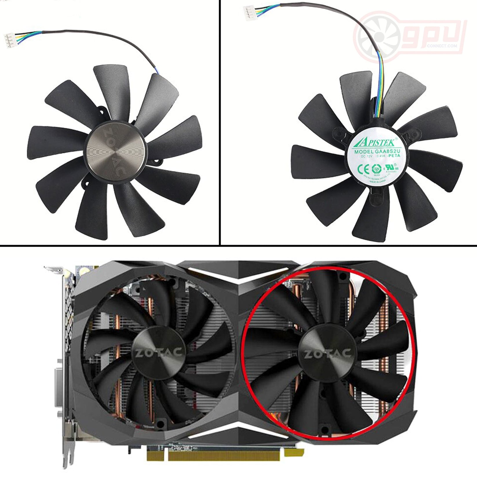 ZOTAC GTX 1060 1070Ti 1080Ti MINI Dual Replacement Graphics Card Fans ...